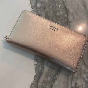 Rose Gold Kate Spade Zip Up wallet